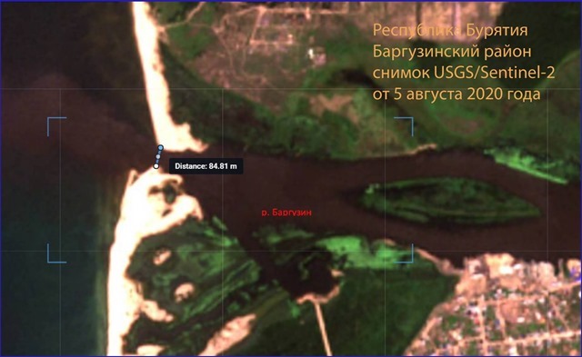 Устье реки Баргузин по состоянию на 5 августа 2020 года